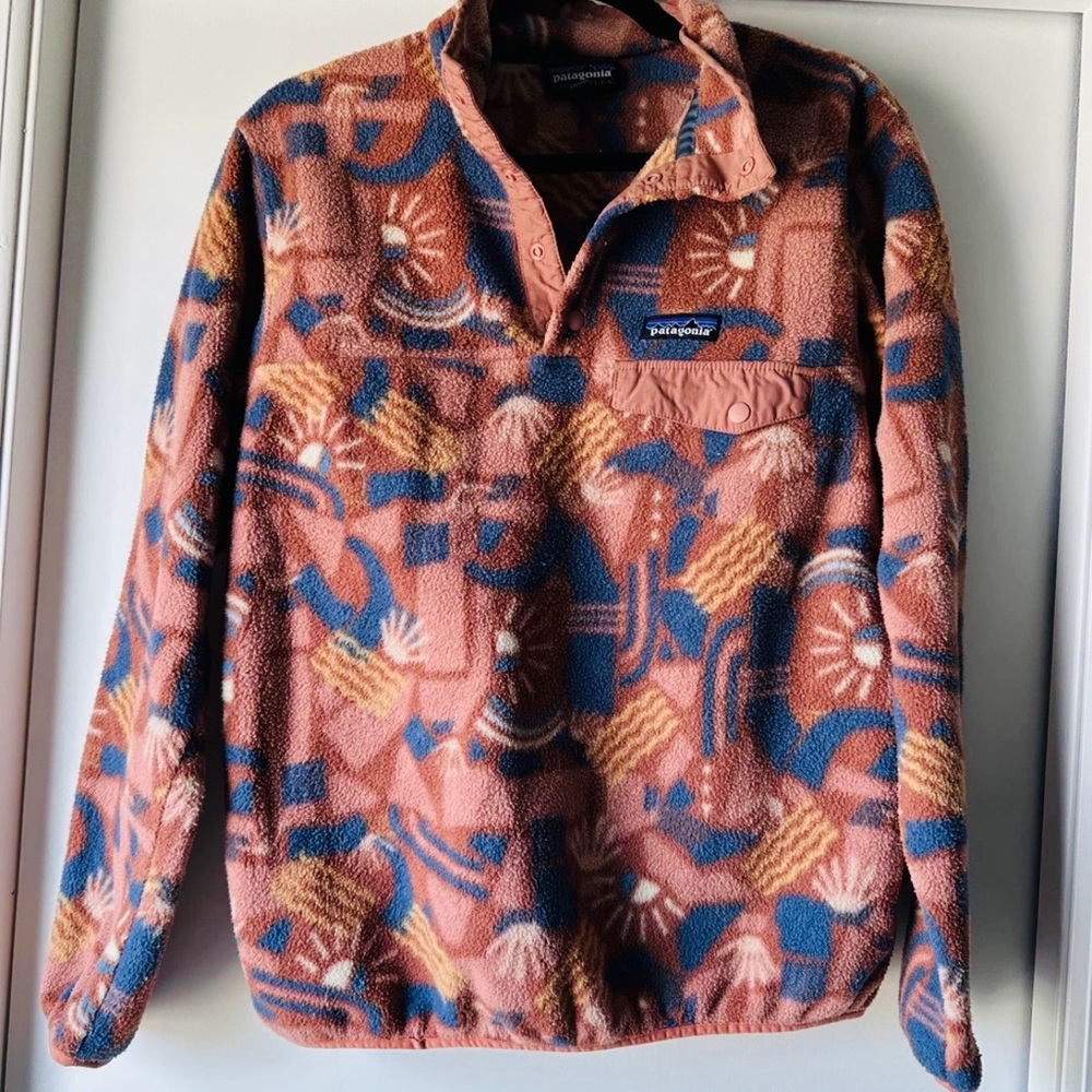 Patagonia Synchilla Snap-T Fleece Pullover Aztec Canyon Block Brown small